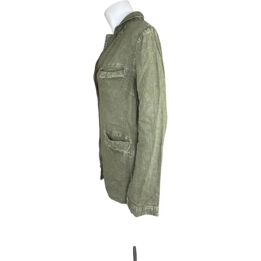 Peace Love World Boheme‎ Relaxed Linen Blend Blazer Rich Olive X-Small NWOT